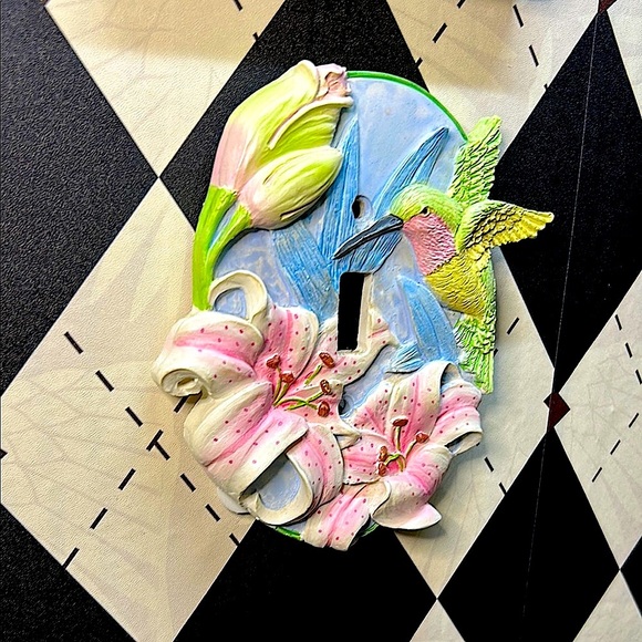 Vintage Light Switch Plate 3D Hummingbird + Collectible Joe Gantofta Tile - Picture 9 of 16